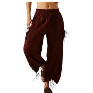 Free People Beach I'm So Fly Pants Burgandy Size M